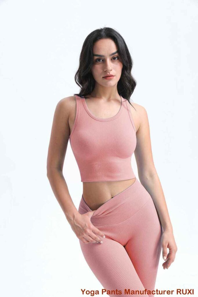 Top de yoga rosa para mujer